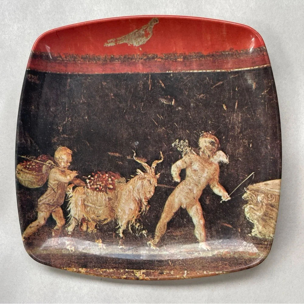 Mabel‎ Vintage 5.25 Inch Melamine Plates Set (4) with Medieval Art Design
